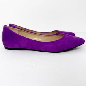 OLLIO | Purple Faux Suede Women's Pointed Toe Ballet Flats Shoes Sz. 7